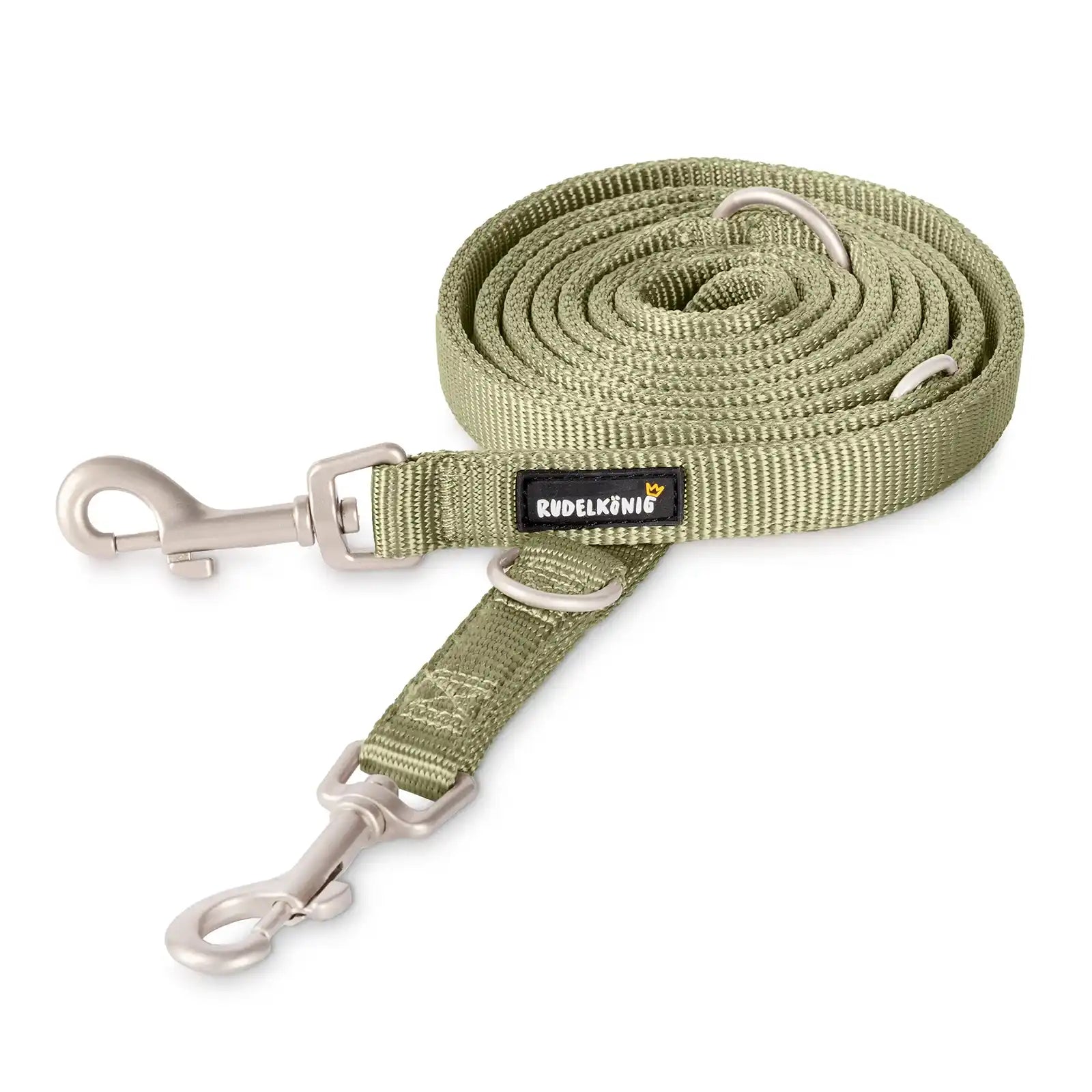 Rudelk&ouml;nig Hundeleine Frida in Schwarz F&uuml;hrleine Doppelleine verstellbar flexibel robust Trainingsleine Gassi 