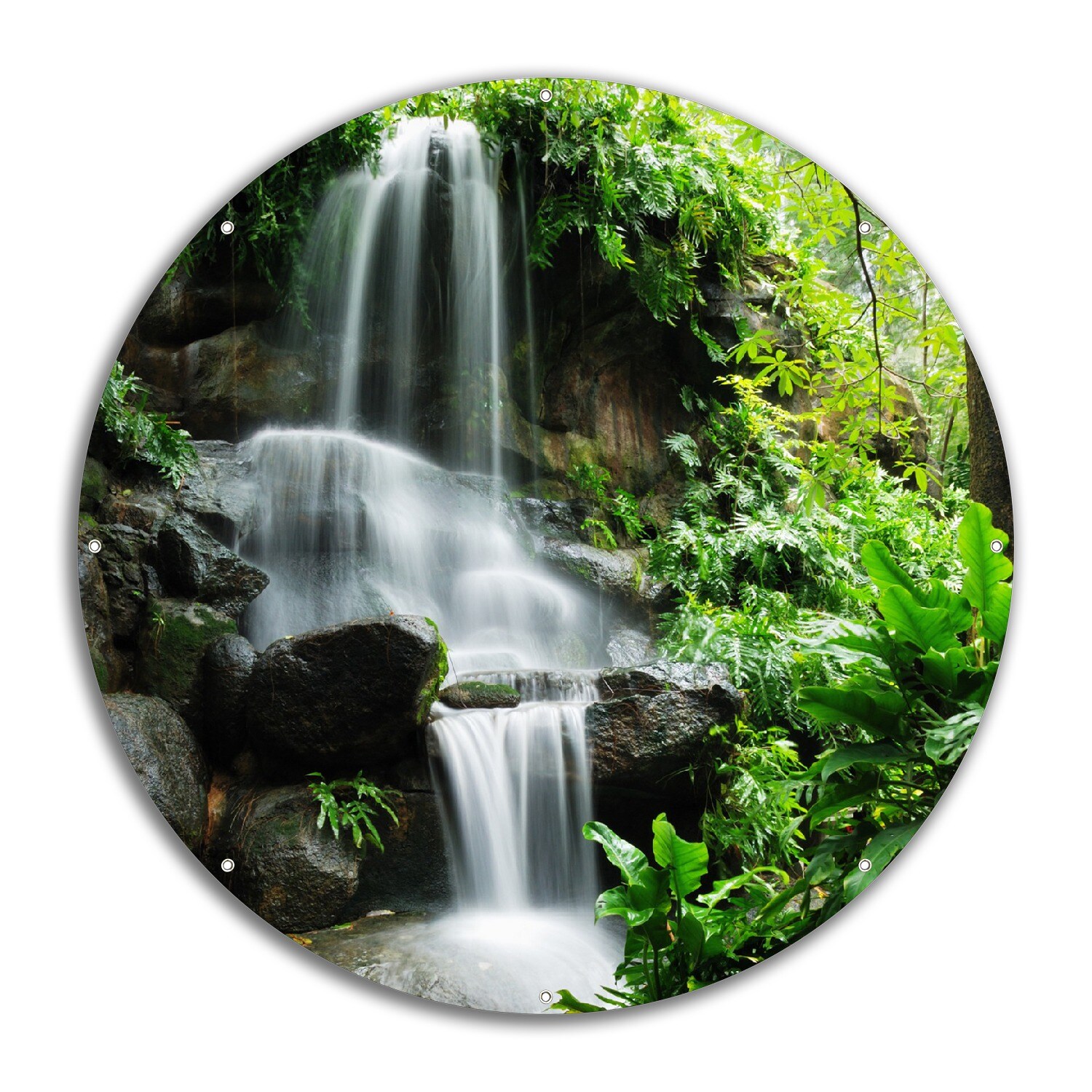 Wallario Gartenposter ca. 80 x 120 cm Sturzbach im Grünen