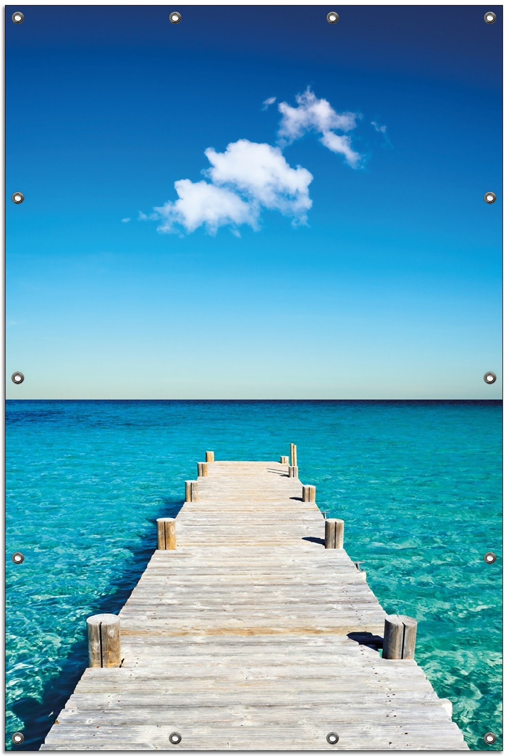 Wallario Gartenposter ca. 80 x 120 cm Steg am tropischen Meer 