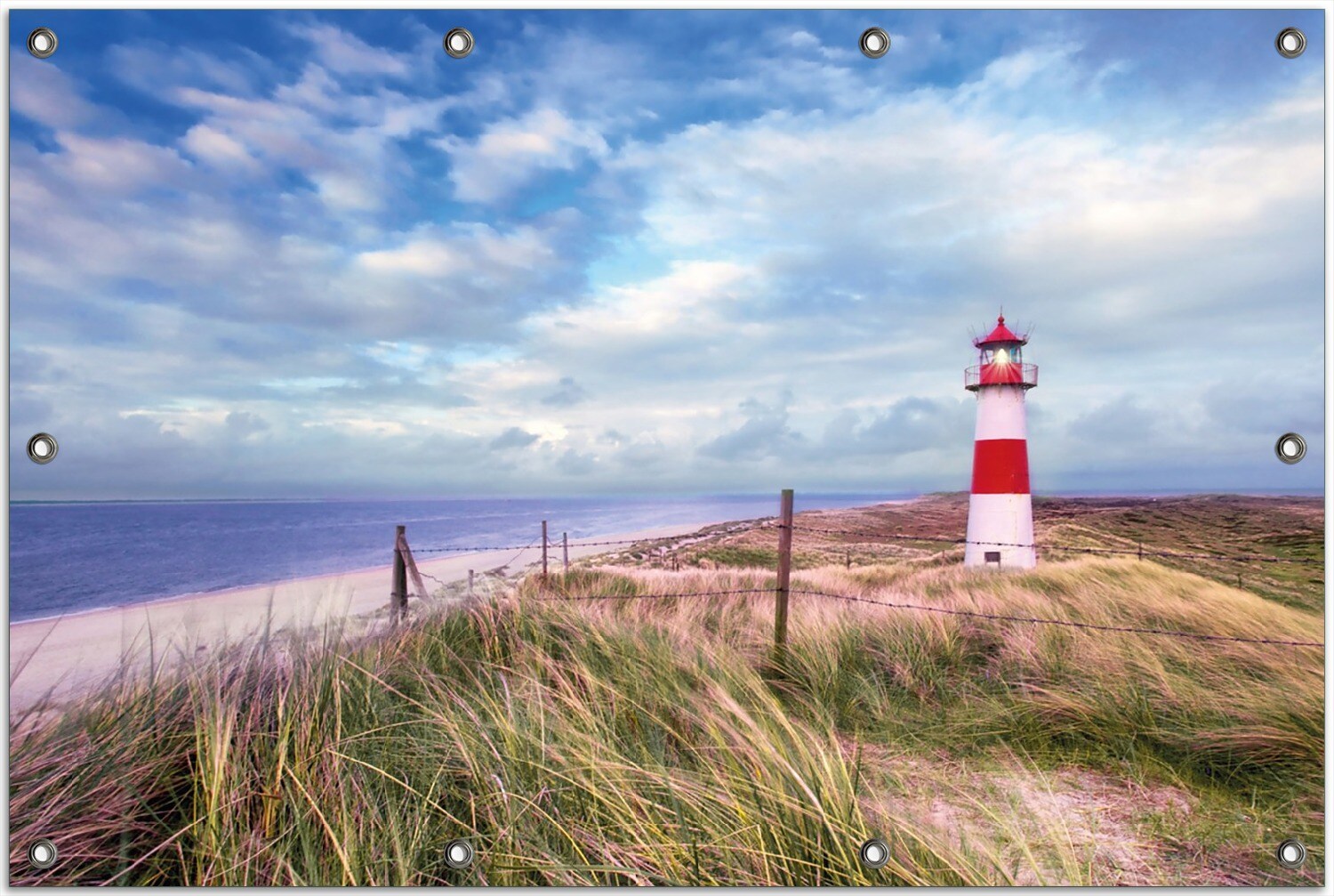 Gartenposter ca. 60 x 90 cm Leuchtturm am Strand von Sylt