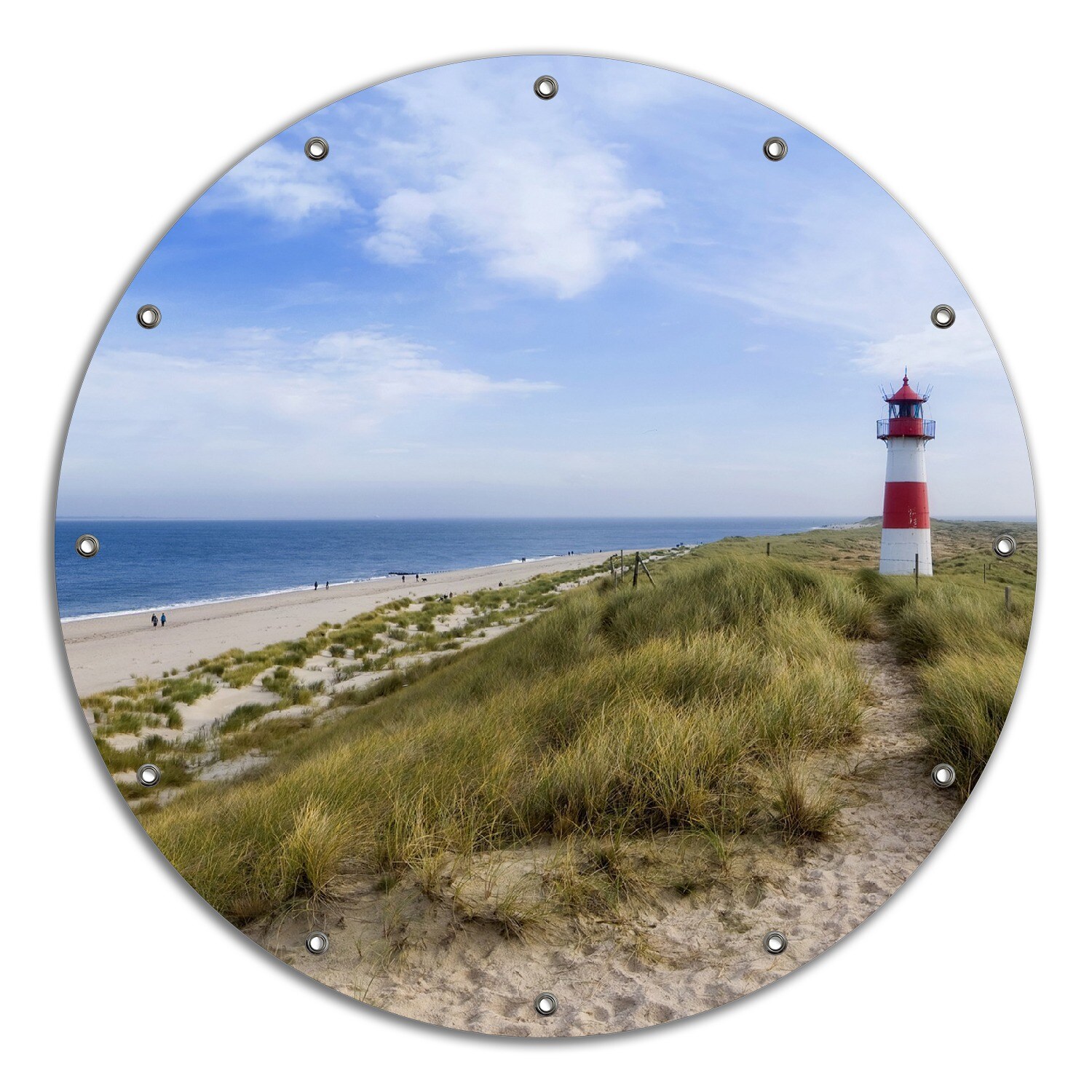 Gartenposter ca. 60 x 90 cm Am Strand von Sylt  Leuchtturm auf der Düne  Panorama