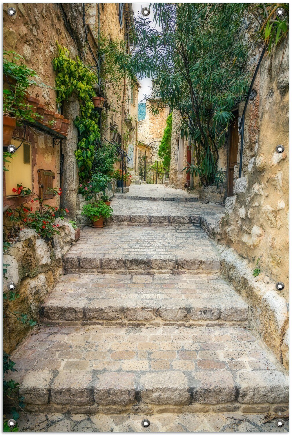 Gartenposter ca. 60 x 90 cm Alte steinerne Gasse in Südfrankreich