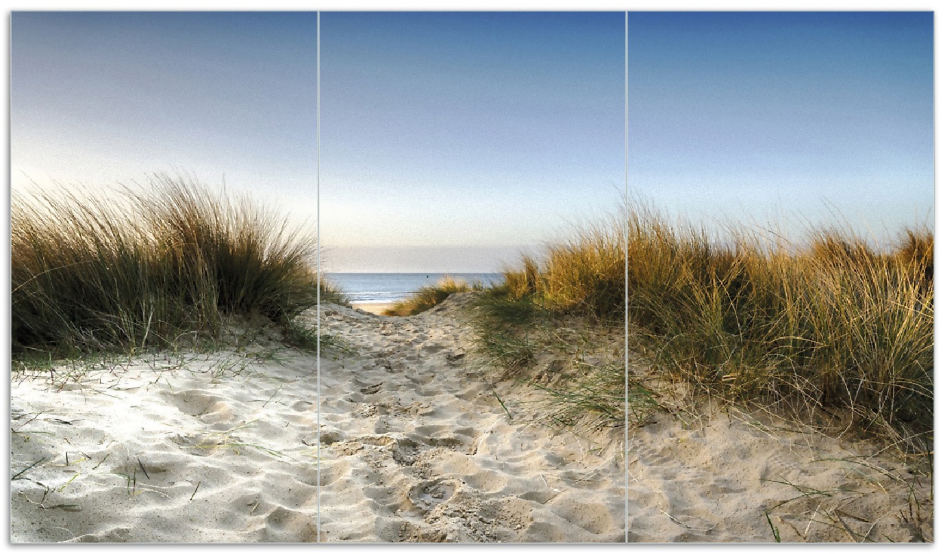 Wallario Herdabdeckplatte 80 x 52 cm (BxH), 1-teilig Weg durch die D&uuml;nen zum Strand am Meer 