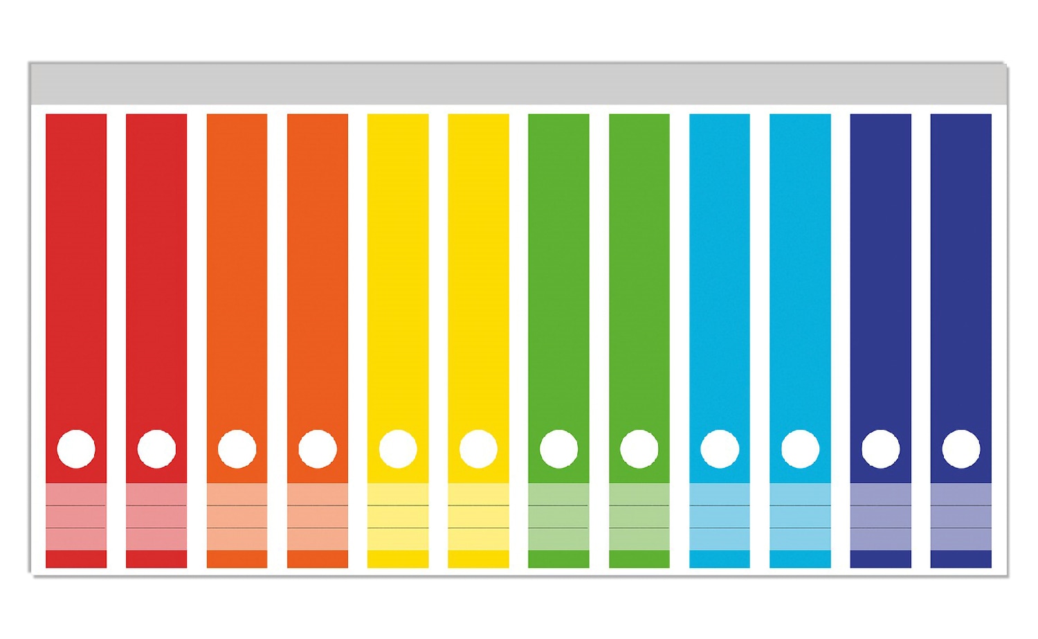 Wallario Ordnerr&uuml;cken Sticker 12 St&uuml;ck Kr&auml;ftiger bunter Regenbogen 