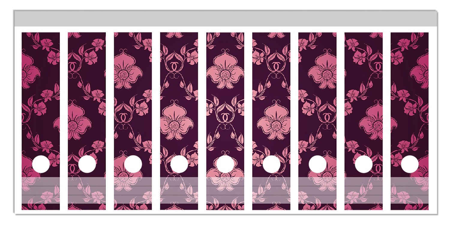 Wallario Ordnerr&uuml;cken Sticker 9 St&uuml;ck Blumenmuster Damast in pink lila 