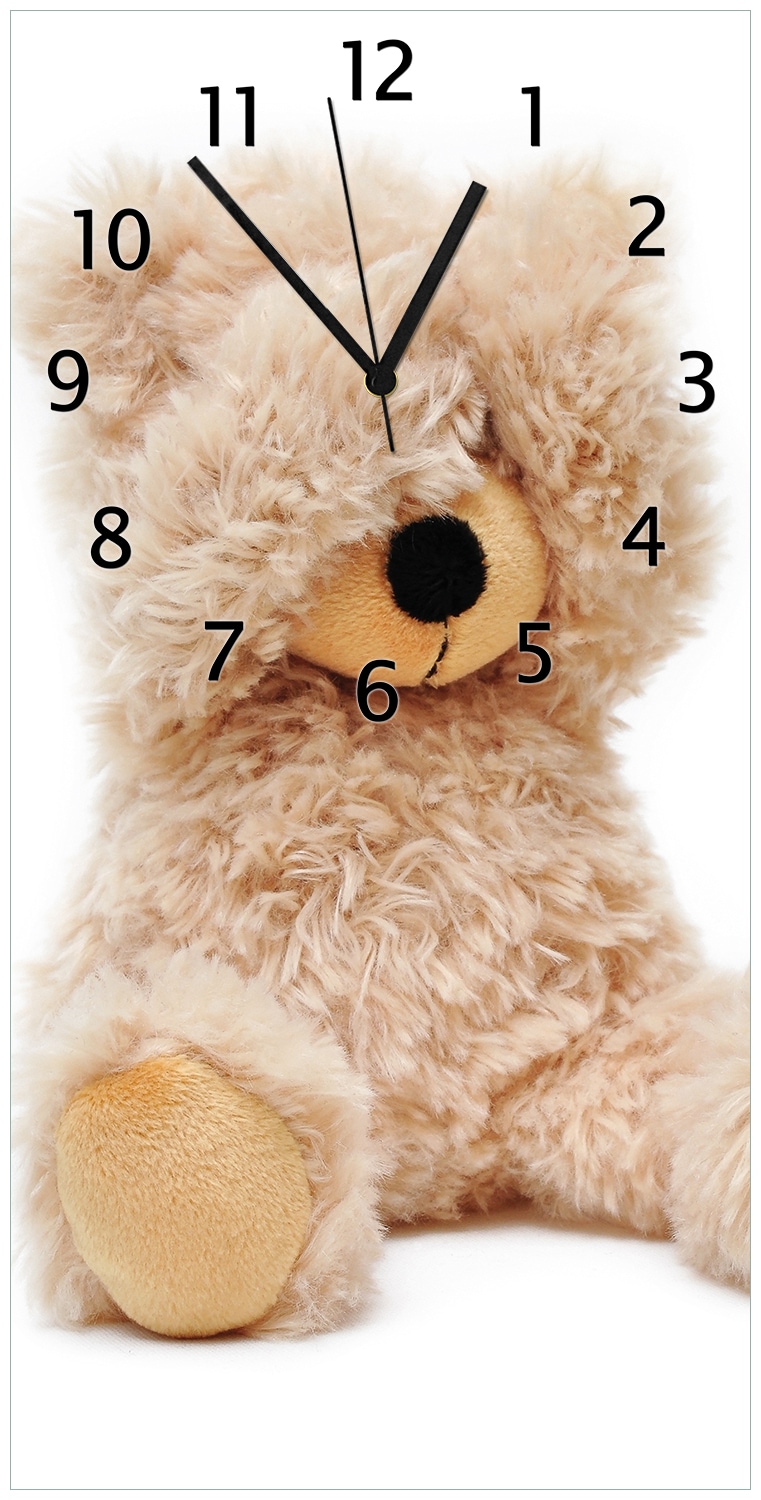 Wallario Uhr 30 x 30 cm, wei&szlig;e Zeiger S&uuml;&szlig;er Teddyb&auml;r 