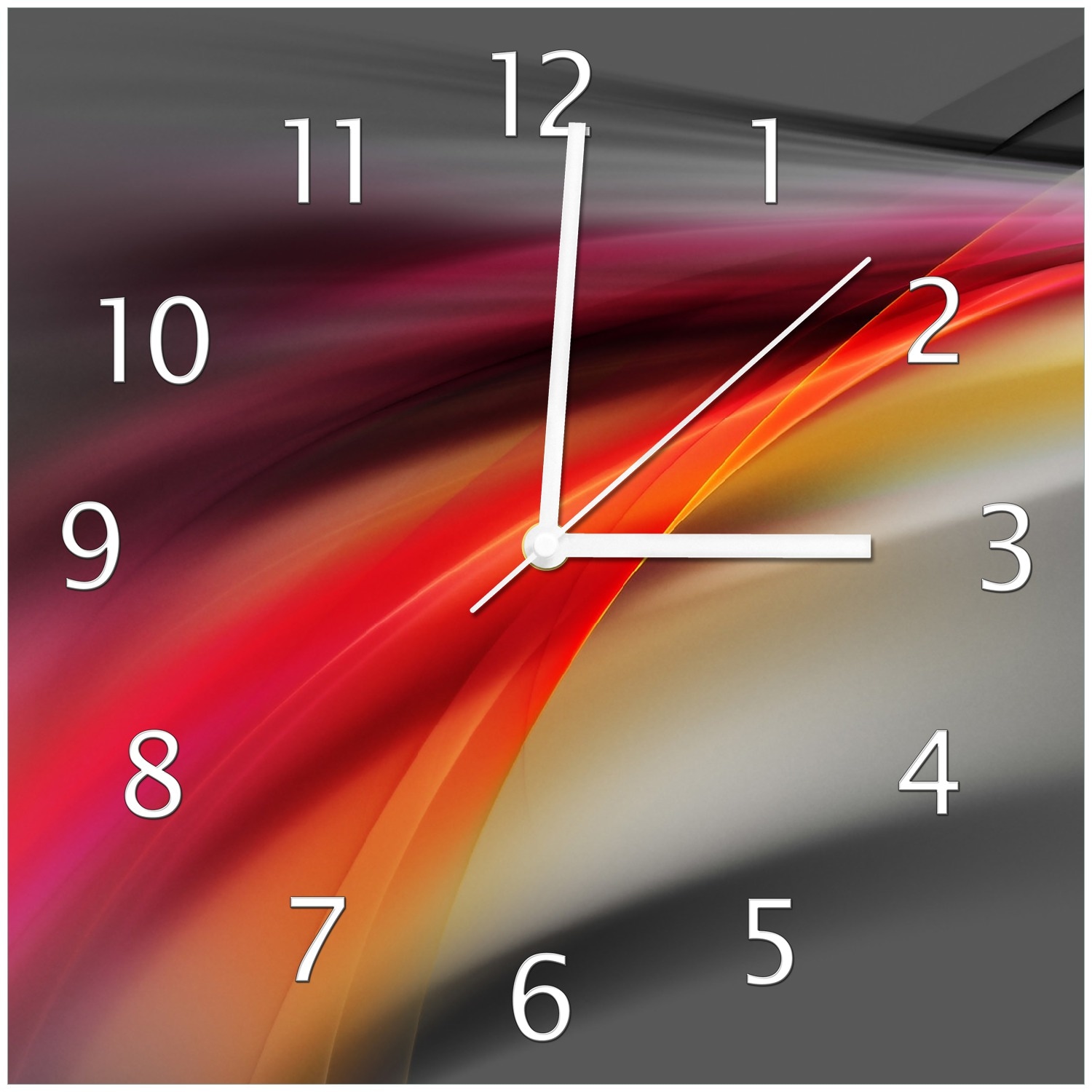 Wallario Uhr 30 x 30 cm, wei&szlig;e Zeiger Schwarz rot pink - Abstraktes Design 