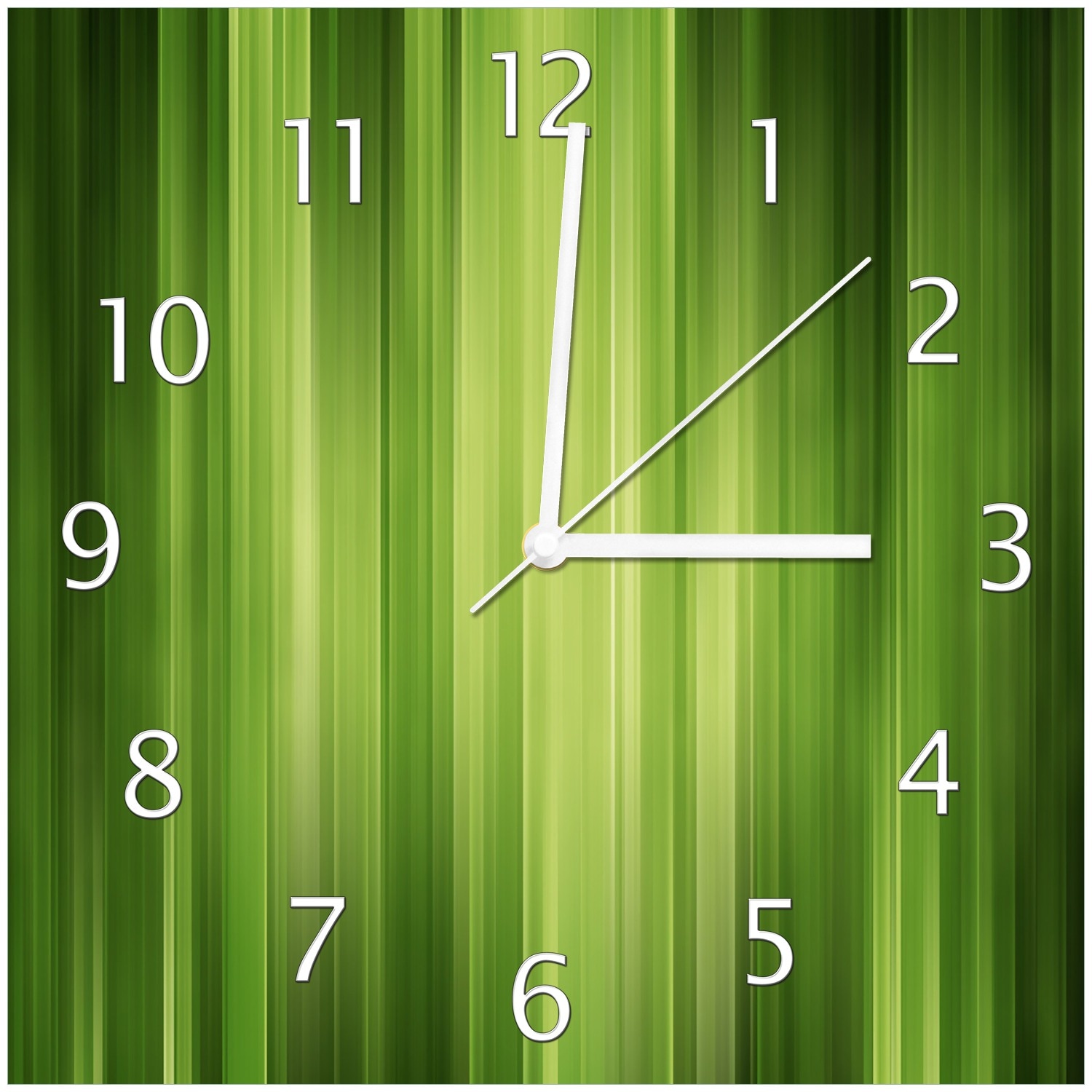 Wallario Uhr 30 x 30 cm, wei&szlig;e Zeiger Gr&uuml;n und schwarz gestreift - Abstraktes Streifenmuster 