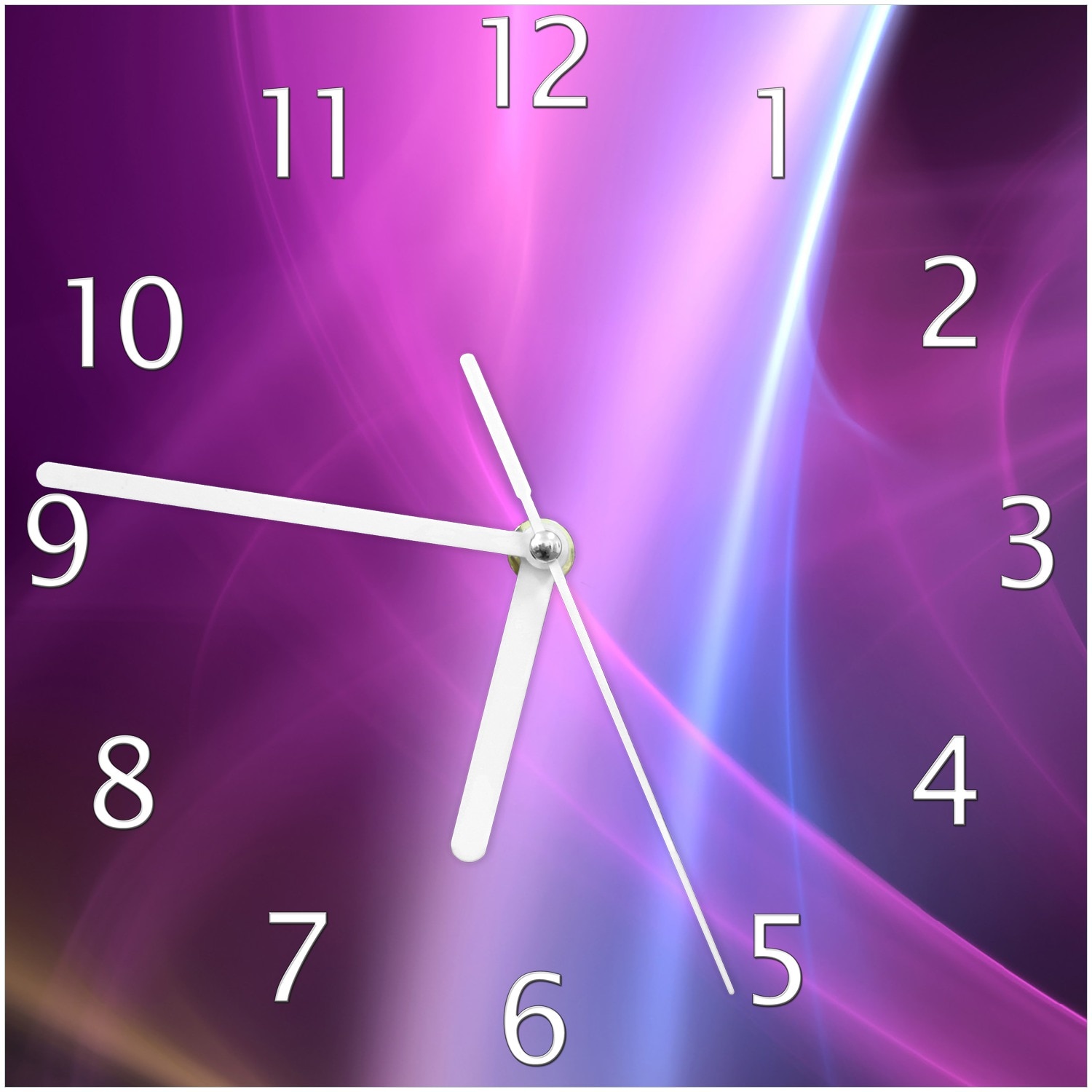Wallario Uhr 30 x 30 cm, wei&szlig;e Zeiger Abstraktes Muster in violett lila pink schwarz 