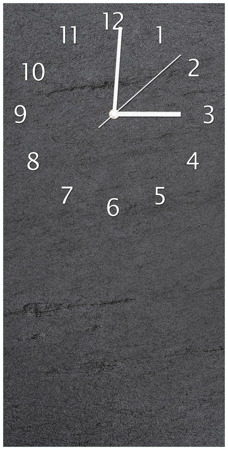 Wallario Uhr 20 x 20 cm, wei&szlig;e Zeiger Schwarze Schiefertafel Optik - Steintafel 