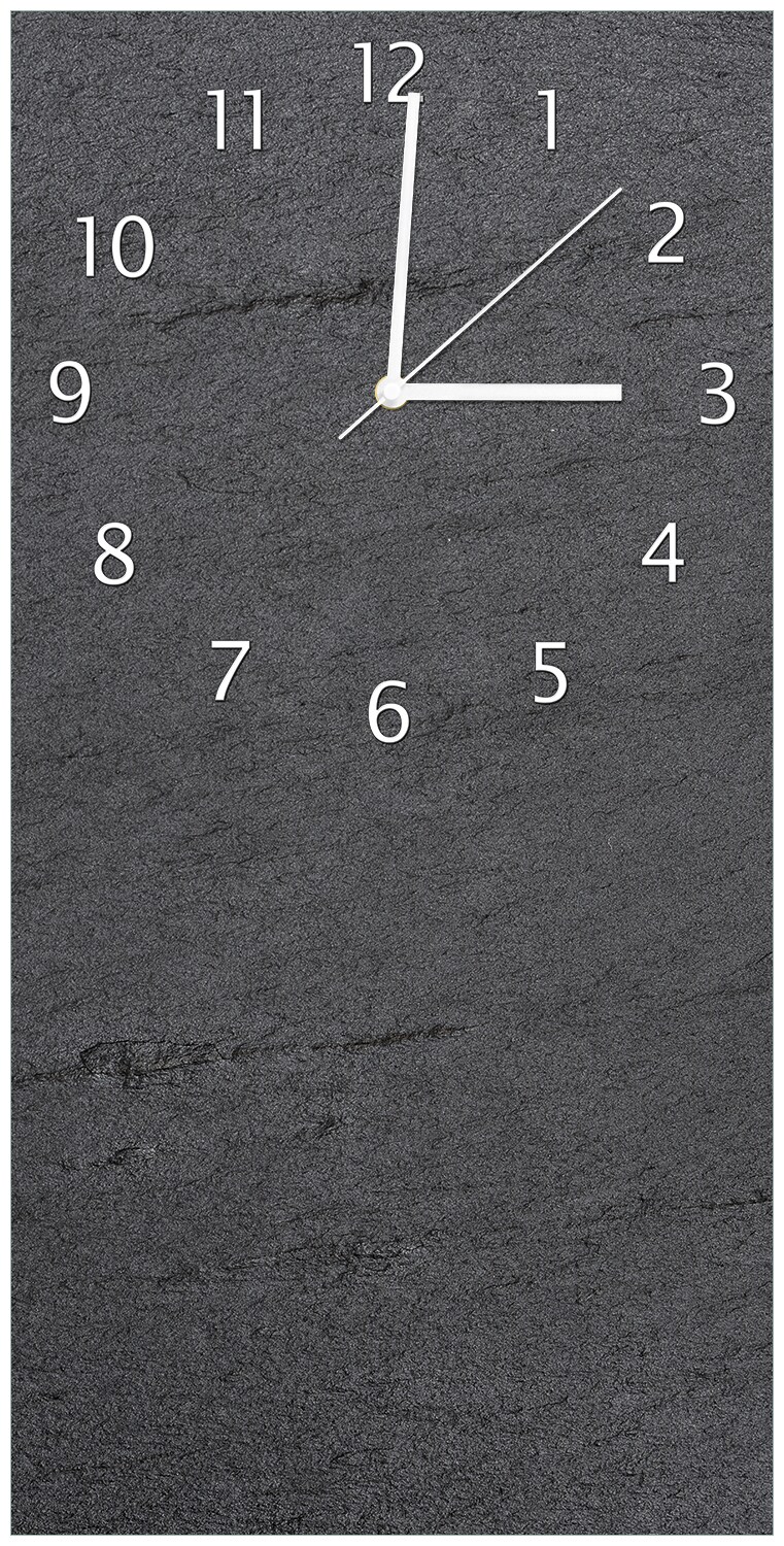 Wallario Uhr 20 x 20 cm, weiße Zeiger Schwarze Schiefertafel Optik - Steintafel