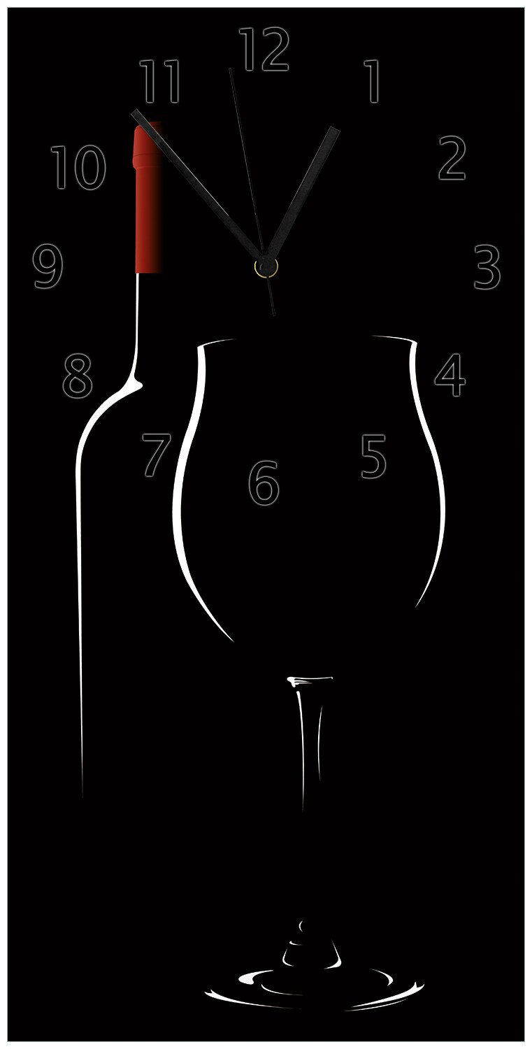 Wallario Uhr 30 x 60 cm, weiße Zeiger Rotwein bei Nacht