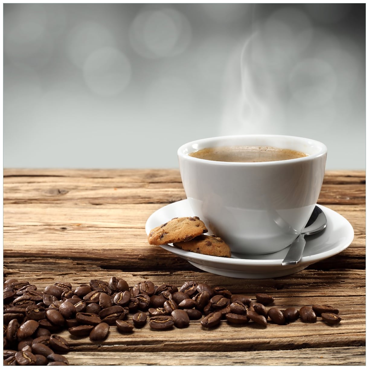 Wallario Magnetfolie 60 x 60 cm Hei&szlig;e Tasse Kaffee mit Kaffeebohnen 