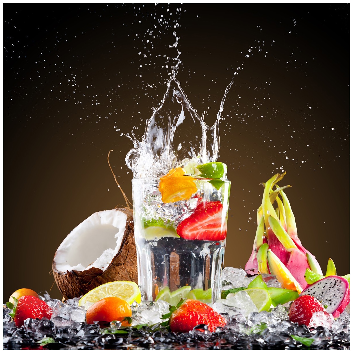 Wallario Magnetfolie 60 x 60 cm Tropische Fr&uuml;chte in einem erfrischenden Drink 