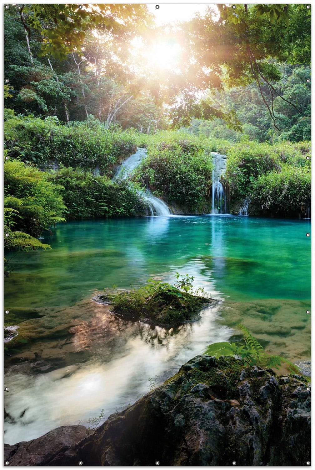 Wallario Gartenposter Rund, 120 cm Durchmesser T&uuml;rkisgr&uuml;ner See im Nationalpark in Guatemala 