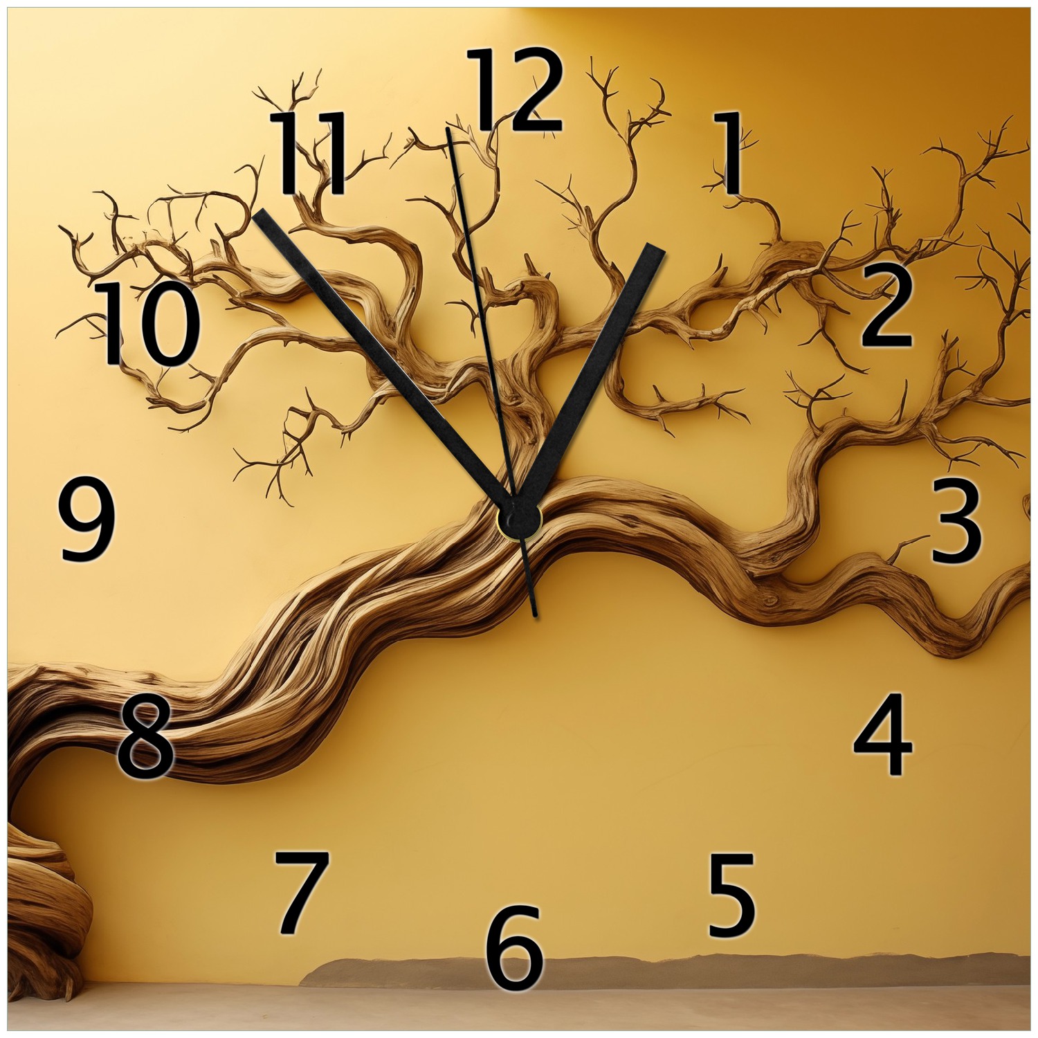Wallario Uhr 30 x 30 cm, wei&szlig;e Zeiger Lebensbaum Skulptur 