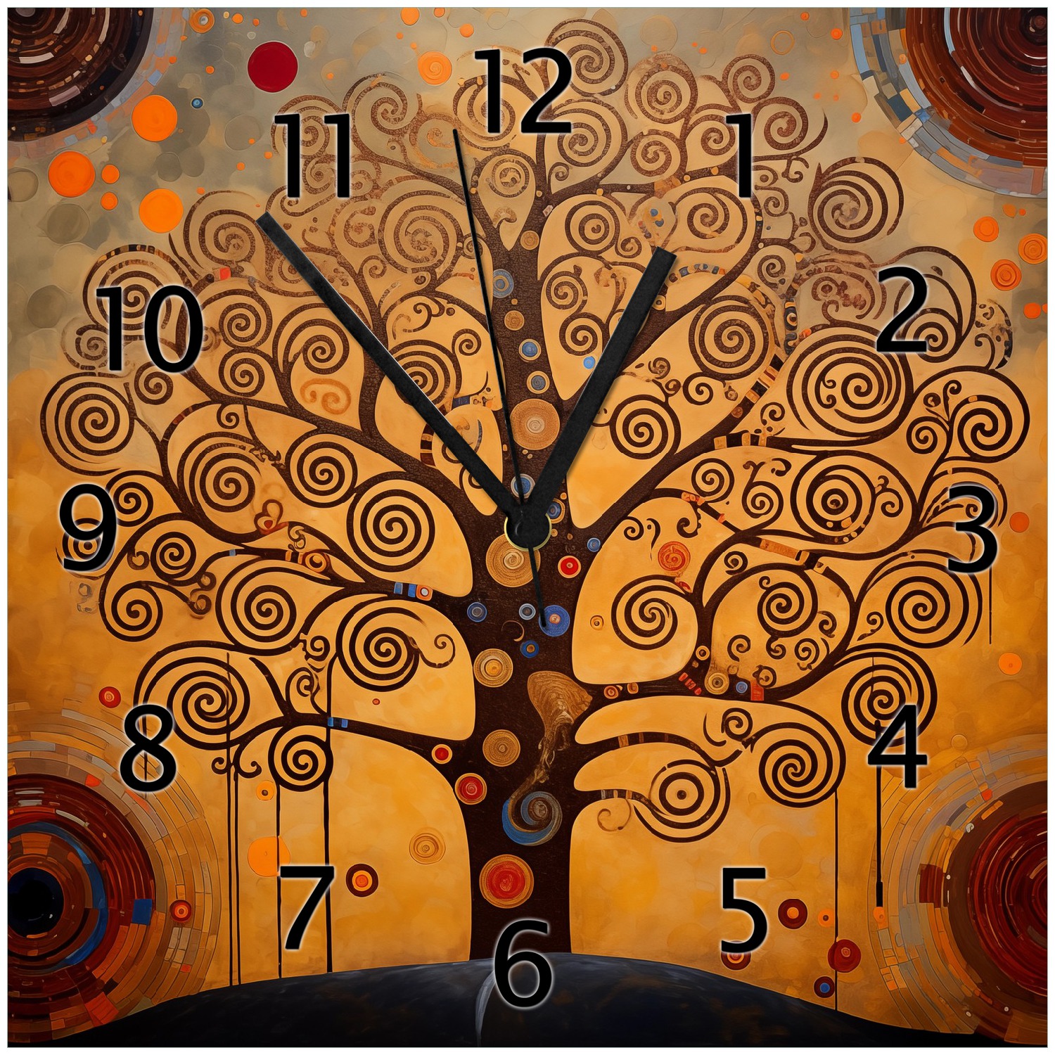 Wallario Uhr 20 x 20 cm, wei&szlig;e Zeiger Baum des Lebens 