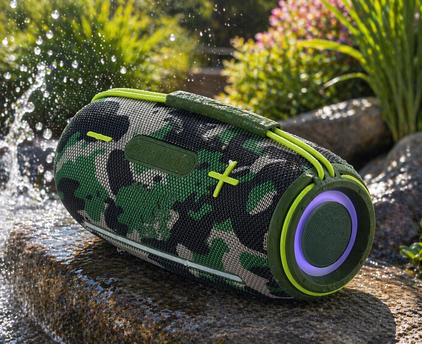 JTC-24 Bluetooth Outdoor Lautsprecher CamoBeat20 mit LED Farblichtern, 20 Watt, USB, AUX, microSD, TWS 