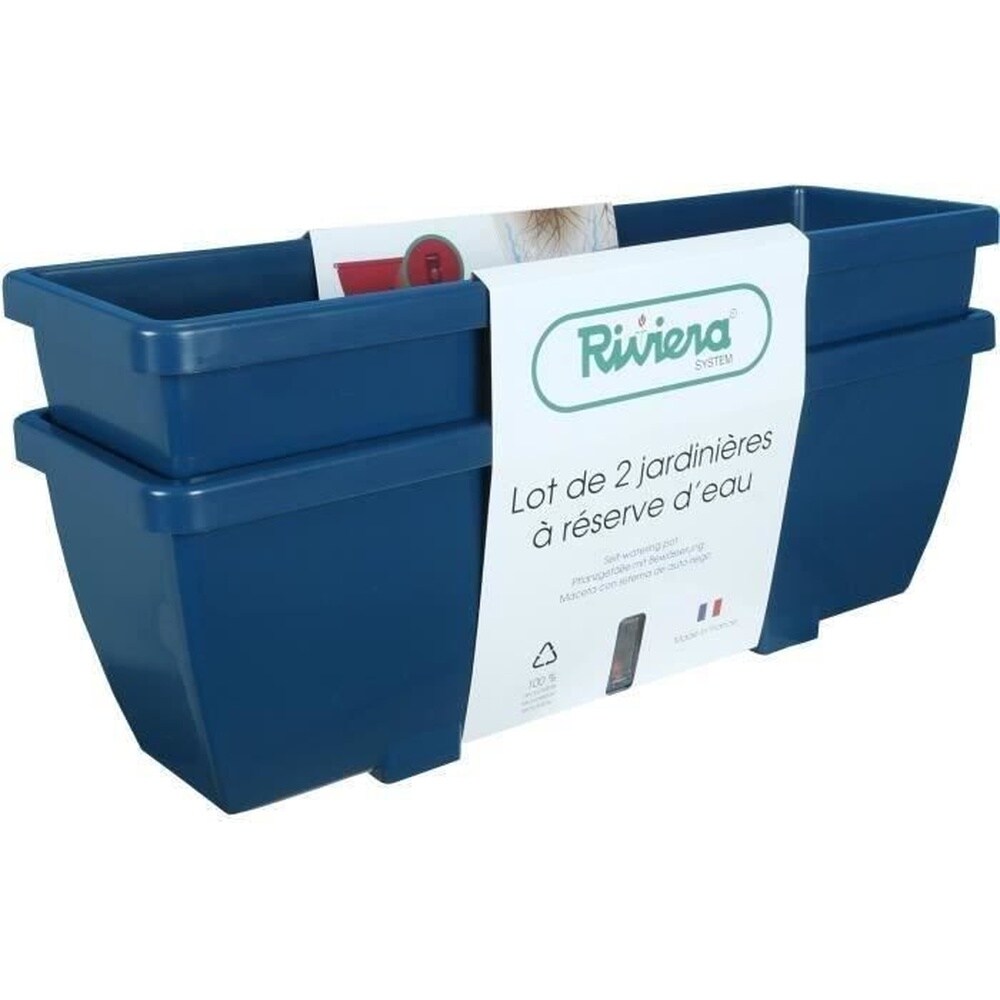 RIVIERA EVA Blumenkasten – 2er-Set – Kunststoff – 57 cm – Blau