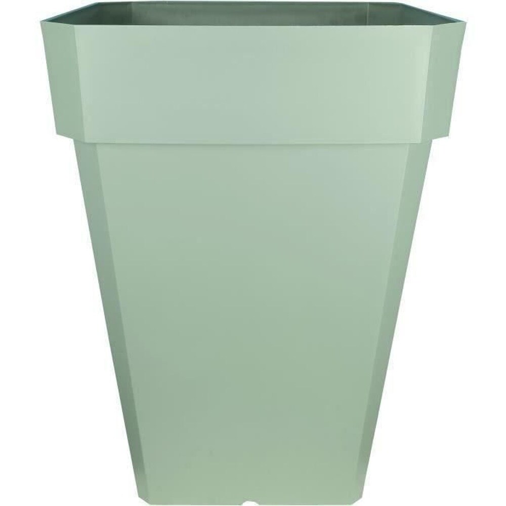 Quadratischer Blumenkasten RIVIERA SOLEILLA – Kunststoff – Höhe 53 cm – Lehmgrün