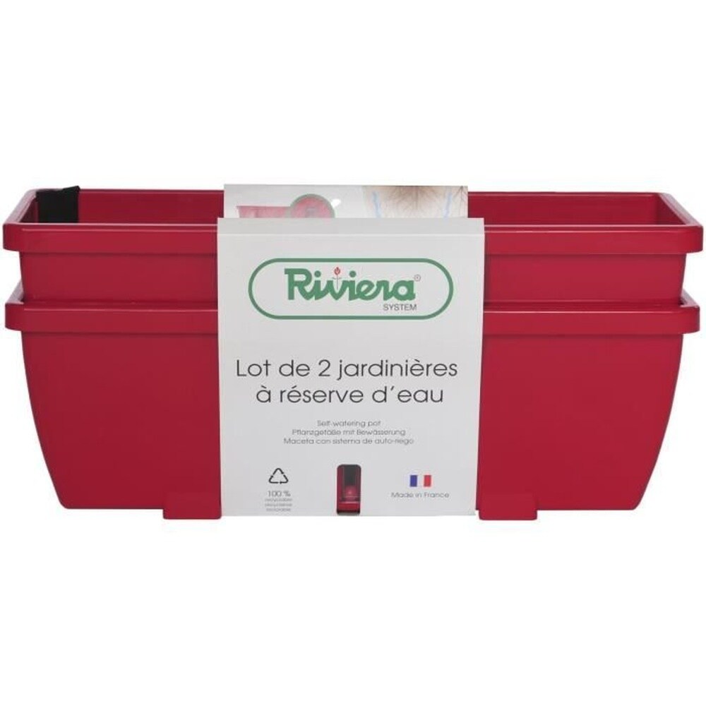 RIVIERA EVA Blumenkasten – 2er-Set – Kunststoff – 57 cm – Rot