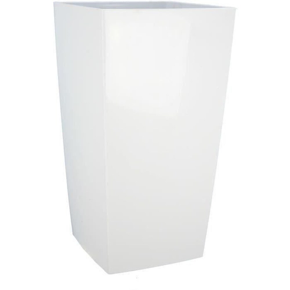 Quadratischer Blumenkasten RIVIERA NUANCE – Kunststoff – L 38 x T 38 x H 69 cm – Weiß