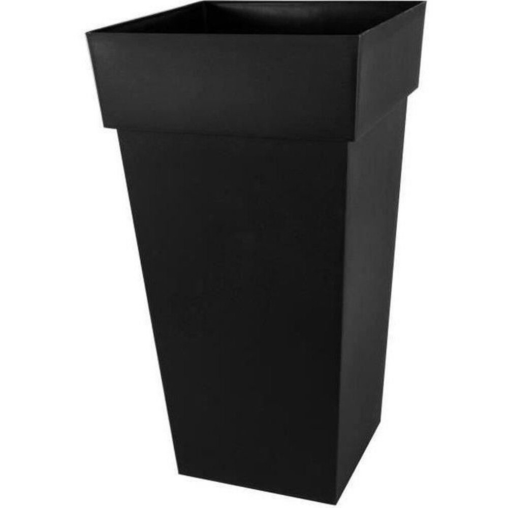 EDA Eda XXL Blumentopf &bdquo;Tuscan&ldquo; &ndash; Quadratisch &ndash; 43,3 x 43,3 x 80 cm (H) &ndash; 98 l &ndash; Anthrazitgrau 