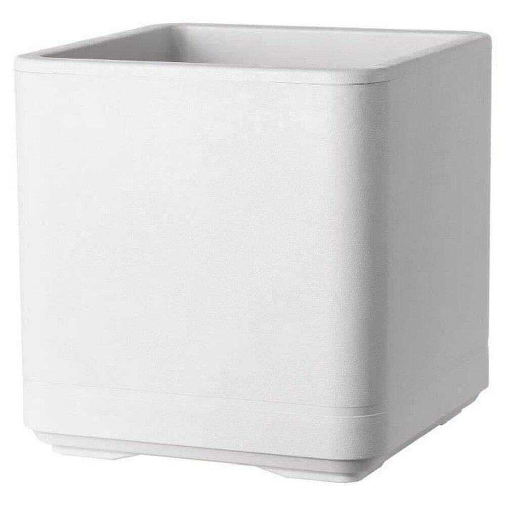 DEROMA W&uuml;rfelf&ouml;rmiger Blumentopf &ndash; DEROMA &ndash; Cosmo &ndash; Pearl &ndash; Mit Wasserreservoir &ndash; Rollen &ndash; 38 cm 