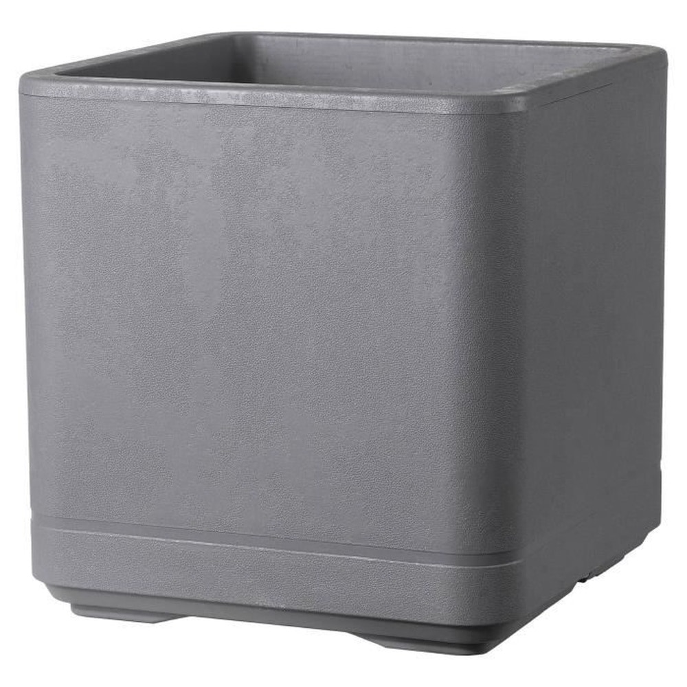DEROMA W&uuml;rfelf&ouml;rmiger Blumentopf &ndash; DEROMA &ndash; Cosmo &ndash; Aschgrau &ndash; Selbstbew&auml;ssernd &ndash; Mit Rollen &ndash; 38 cm 