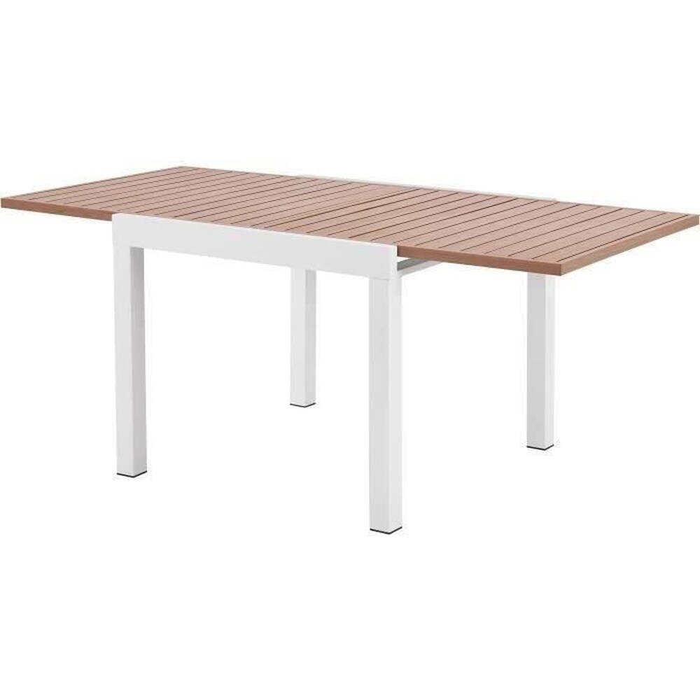 CALVI Ausziehbarer Gartentisch &ndash; Rechteckig &ndash; Holzoptik &ndash; Aluminium &ndash; 8 Personen &ndash; CALVI 