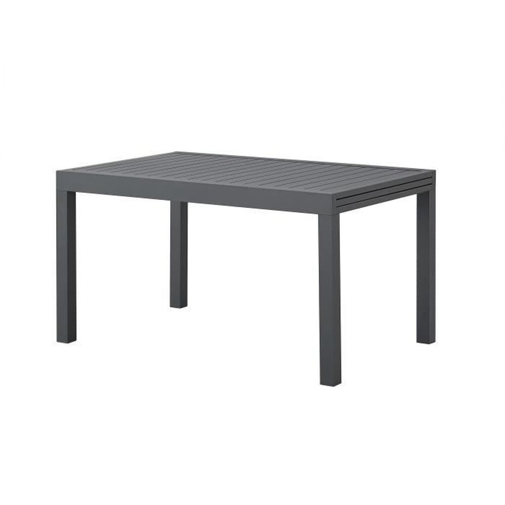 CALVI Rechteckiger, ausziehbarer Gartentisch f&uuml;r 6 bis 10 Personen &ndash; Aluminiumgestell &ndash; L 135&ndash;270 x T 90 x H 75 cm &ndash; Dunkelgrau 