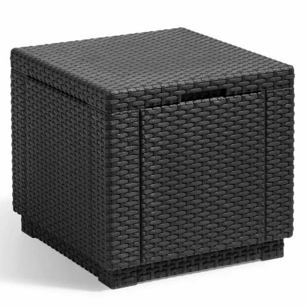 ALLIBERT by KETER W&uuml;rfelf&ouml;rmiger Graphittisch &ndash; Imitation von Rattan mit Stauraum &ndash; Allibert von Keter &ndash; Cubecushiongraph - Bild 1