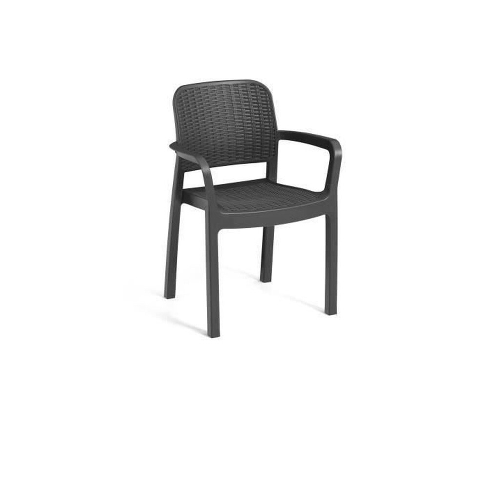 ALLIBERT by KETER Konvolut von 6 Graphit-Monobloc-Sesseln &ndash; stapelbar in Kunstharz &ndash; Rattan-Imitation &ndash; ALLIBERT BY KETER &ndash; BELLA 