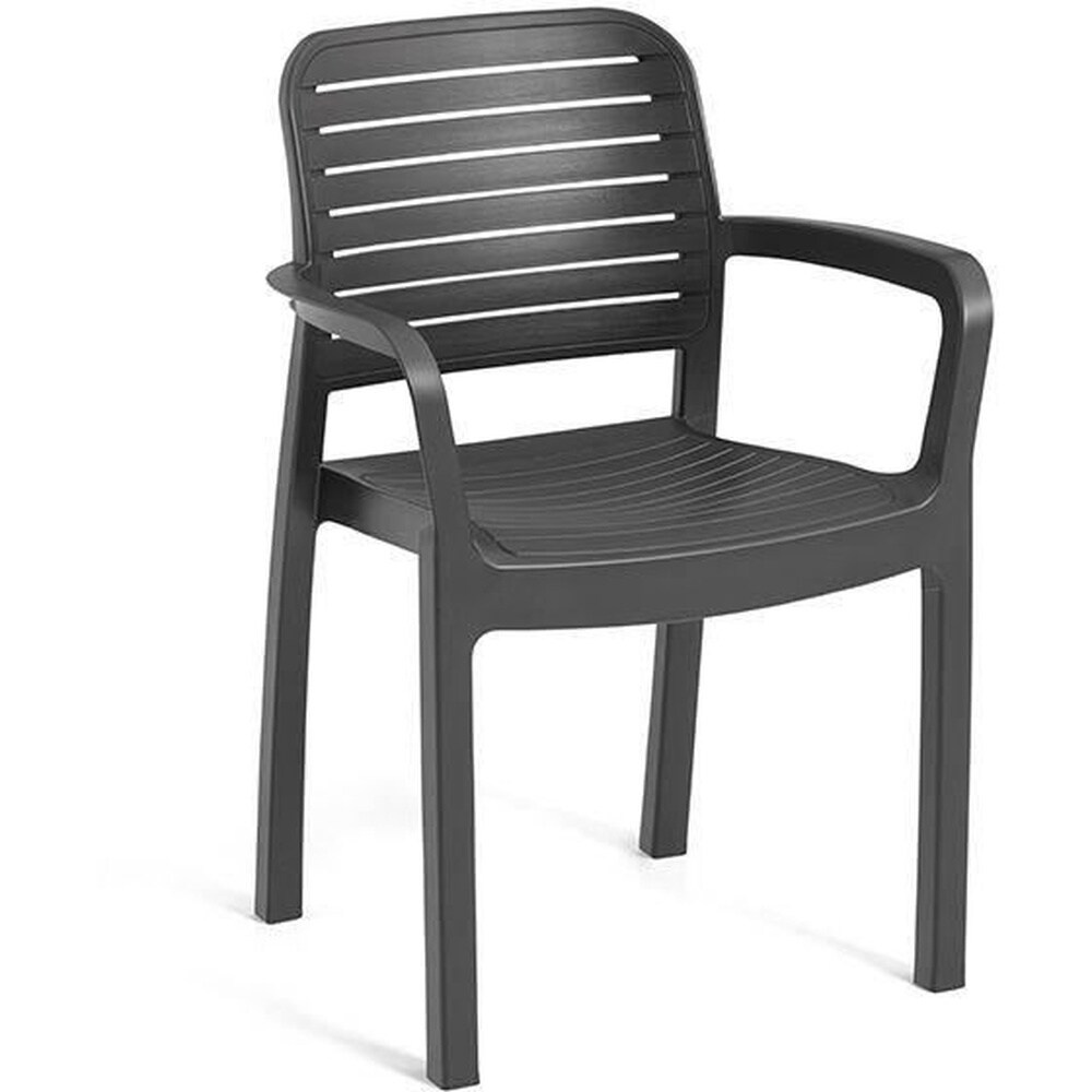 ALLIBERT by KETER Allibert von KETER &ndash; Chloe &ndash; 6er-Set Gartensessel &ndash; aus Kunstharz in Rattanoptik &ndash; Graphitgrau 