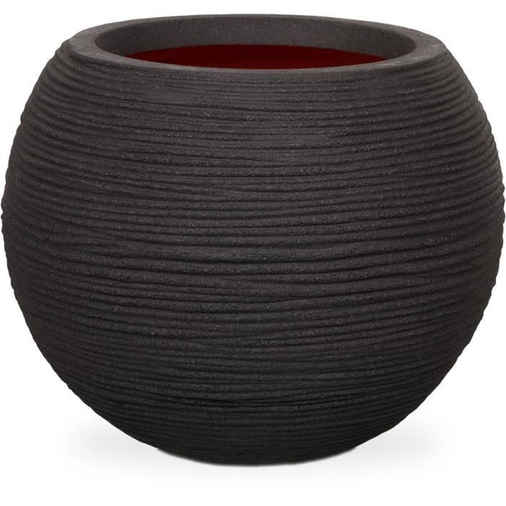 CAPI EUROPE Capi Blumentopf Nature Rib rund 40 x 32 cm schwarz KBLR270 424217 
