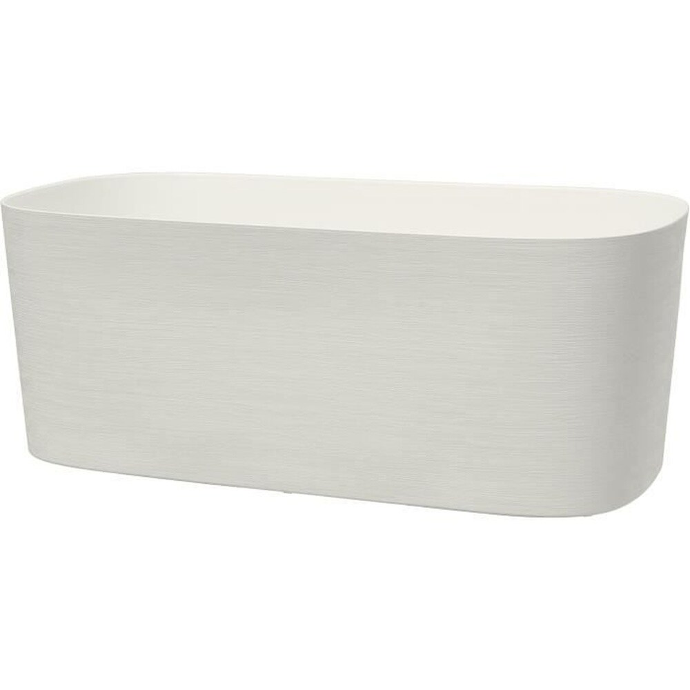 Pflanzkübel mit Wasserreservoir - GARDEN ID Respect - Weiß 50 x 17 cm - 100% Haushaltsabfall - 100% recycelbar - Strukturierte Oberfläche.