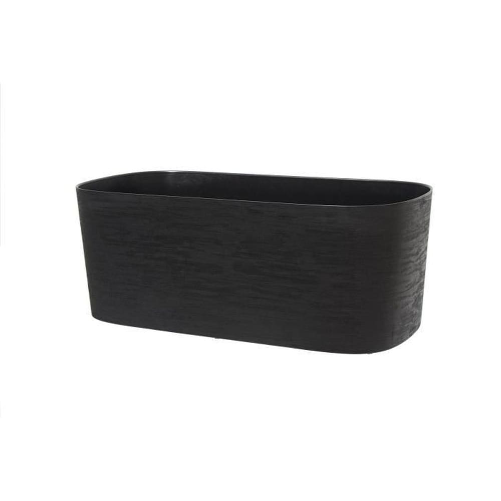 GARDEN ID Pflanzgef&auml;&szlig; mit Wasserreservoir &ndash; GARDEN ID Respect &ndash; Black-Anth 50 x 17 cm &ndash; 100 % Hausm&uuml;ll &ndash; 100 % recycelbar &ndash; Strukturierte Oberfl&auml;che 