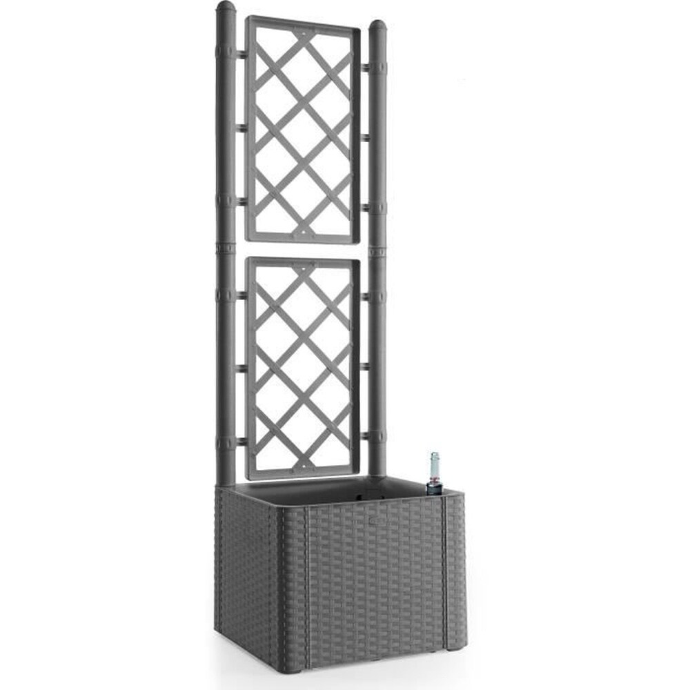 STEFANPLAST STEFANPLAST - Deluxe Blumenkasten - quadratisch mit Drahtgeflecht, steingrau - 43 x 43 x 142 cm (H) 