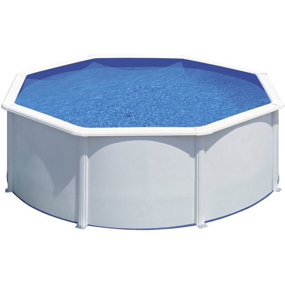GRE GRE - Wei&szlig;es rundes Stahl-Aufstellpool-Set &Oslash;300 x 122 cm (Lieferung mit Sandfilter und Leiter) 
