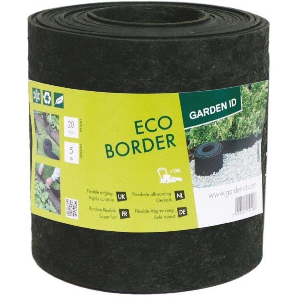 Gartenbegrenzung aus recyceltem Gummi - GARDEN ID Eco Border - 5 m H20 cm - Unzerstörbar - Flexibel, gerade oder gebogene Verlegung.