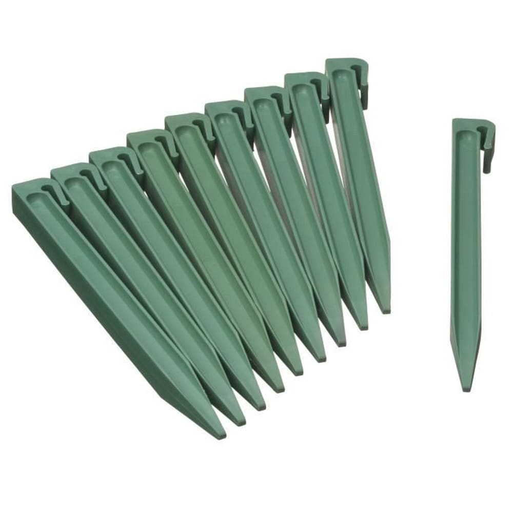 NATURE Natur-Beutel mit 10 Ankern f&uuml;r Polypropylen-Gartenbegrenzungen &ndash; H 26,7 x 1,9 x 1,8 cm &ndash; gr&uuml;n 
