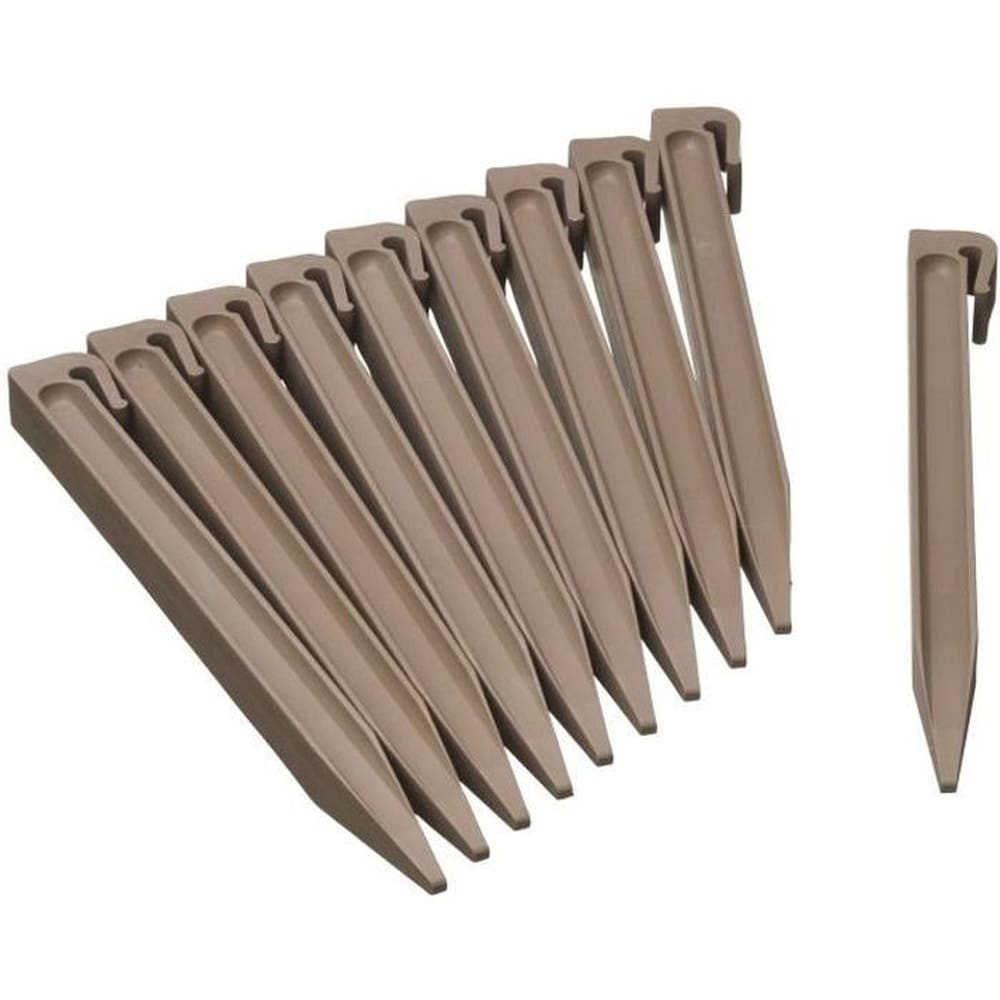 NATURE Natur-Beutel mit 10 Ankern f&uuml;r Polypropylen-Gartenbegrenzungen &ndash; H 26,7 x 1,9 x 1,8 cm &ndash; Beige-Taupe 