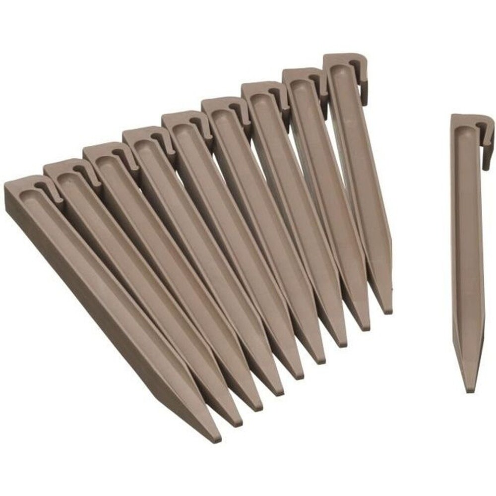 NATURE Natur-Beutel mit 10 Ankern für Polypropylen-Gartenbegrenzungen – H 26,7 x 1,9 x 1,8 cm – Beige-Taupe