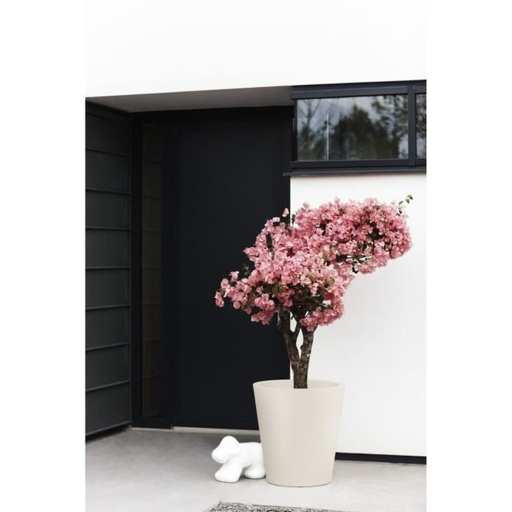 ELHO GIVE Room TO Nature Blumentopf &ndash; ELHO &ndash; Pure Straight Round 50 &ndash; Leinenwei&szlig; &ndash; L 50 x B 49,5 x H 51 cm &ndash; 100 % recycelt 