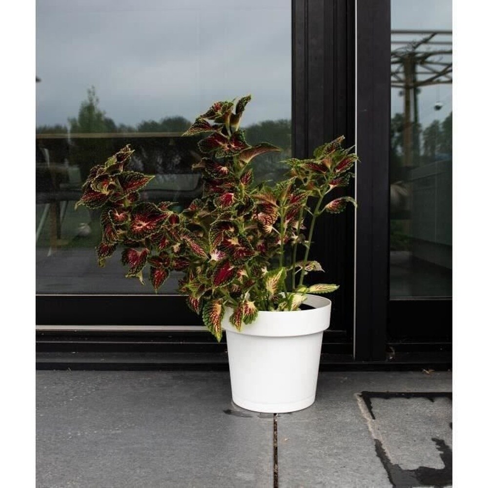 Wasserauffangtopf - GARDEN ID Glamour - Weiß 40 cm - Körnige Oberfläche - Für drinnen und draußen - Elegantes Design.