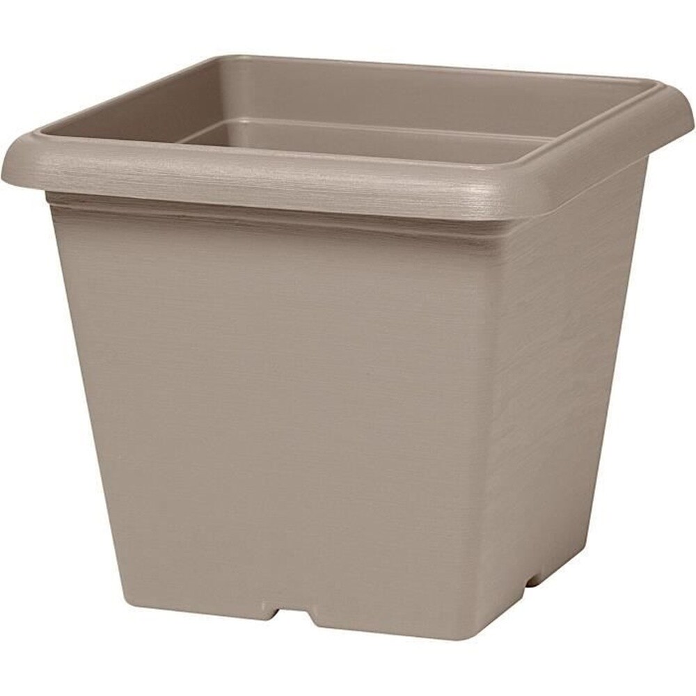 Quadratischer Blumentopf – GARDEN ID – Teramo Taupe – 40 x 35 cm – Kratzfest – Steinoptik – Mit Abflusslöchern