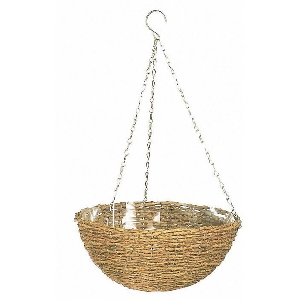 Hängekorb - GARDEN ID Rustikal - 35 cm - Kunststoffgehäuse (für drinnen und draußen) - Rustikaler Weidenstil - Einfaches Aufhängen.