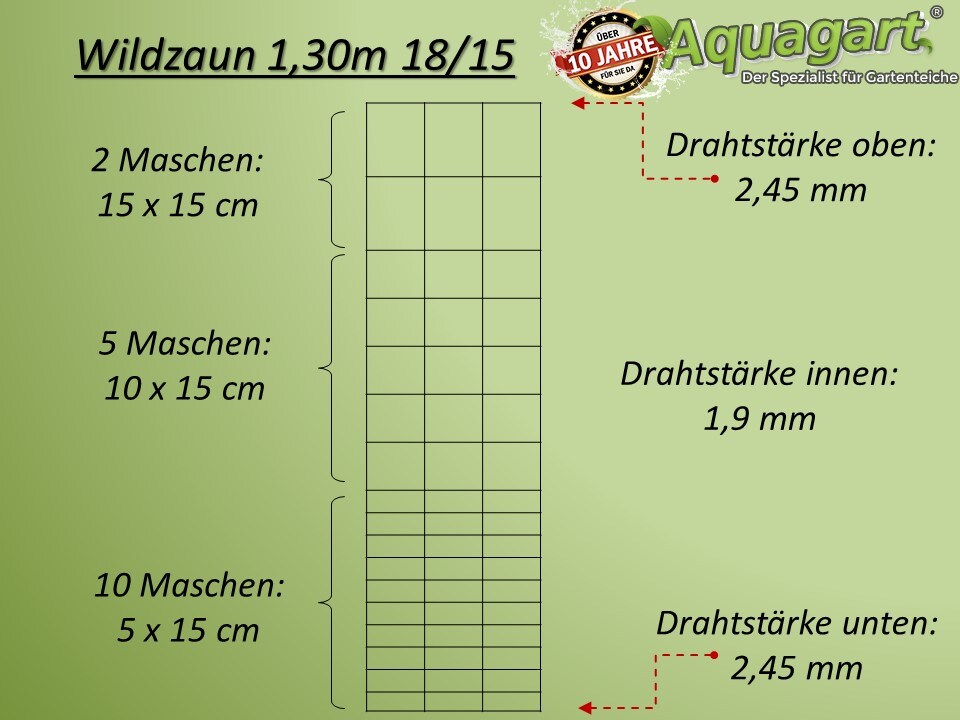 Aquagart 150m Wildzaun Wildschutzzaun Forstzaun Zaun 130/18/15 Schwere Ausführung