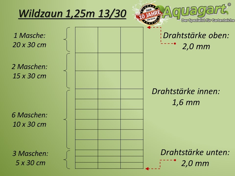 Aquagart 50m Wildzaun Forstzaun Weidezaun Zaun Knotengeflecht 125/13/30