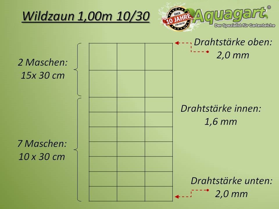 Aquagart 250m Wildzaun Forstzaun Weidezaun Drahtzaun Knotengeflecht 100/10/30